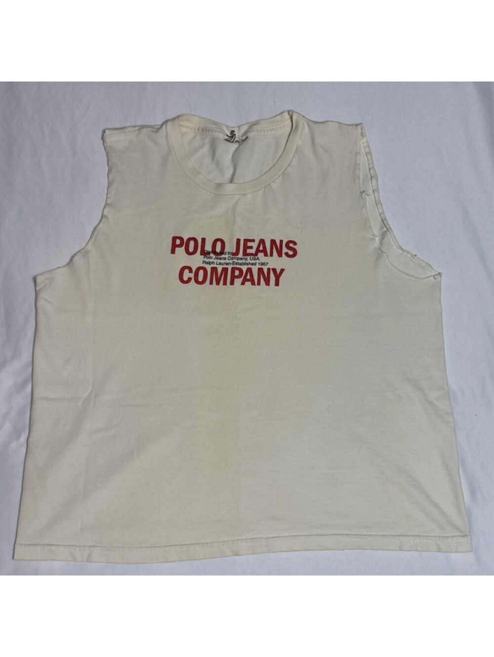 1990s polo ralph lauren Polo Jeans Company Sleeveless T Shirt Distressed S/M